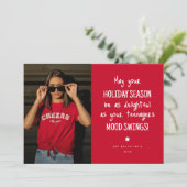 家族おもしろい写真レッドクリスマス シーズンカード (スタンド正面)