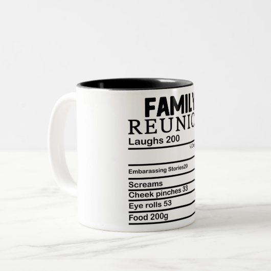 家族おもしろい懇親会栄養事実 ツートーンマグカップ (正面左)