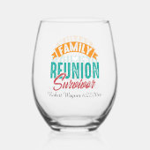 家族おもしろい懇親会遺族の日付名の追加 ステムなしワイングラス (正面)