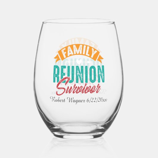 家族おもしろい懇親会遺族の日付名の追加 ステムなしワイングラス (正面)