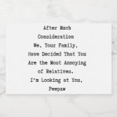 家族おもしろい親戚クリスマスワインラベル スパークリングワインラベル (シングルラベル)