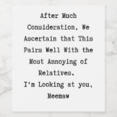 家族おもしろい親戚クリスマスワイン ワインラベル (シングルラベル)