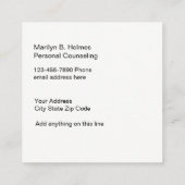 家族および個人的なカウンセラー スクエア名刺 (裏面)