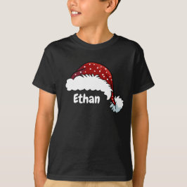 家族お揃いクリスマスサンタ帽子 カスタムネーム Tシャツ