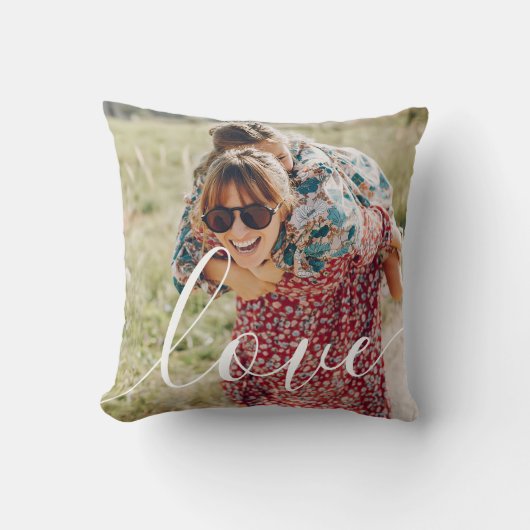 家族お気に入りのの写真のスクリプトの愛 クッション (正面)