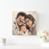 家族お気に入りのの写真の壁 スクエア壁時計 (ホーム)