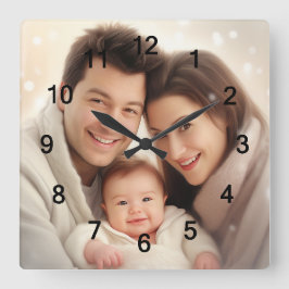 家族お気に入りのの写真の壁 スクエア壁時計