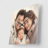 家族お気に入りのの写真の壁 スクエア壁時計 (傾斜)