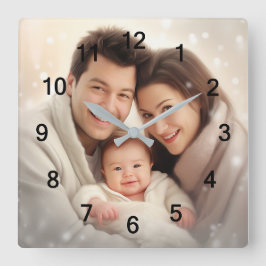 家族お気に入りのの写真の壁 スクエア壁時計