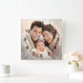 家族お気に入りのの写真の壁 スクエア壁時計 (ホーム)