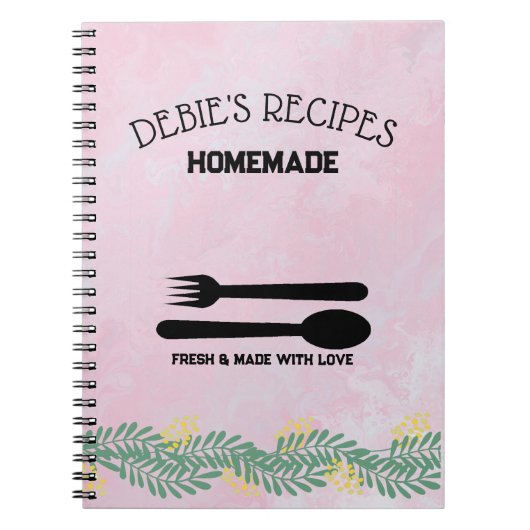 家族お気に入りのレシピパーソナライズされたレシピ本 ノートブック (正面)