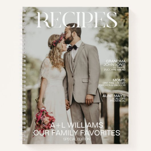 家族お気に入りのレシピ2写真雑誌カバー ノートブック (正面)