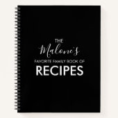 家族お気に入りのレシピ |黒モダン色 ノートブック (正面)