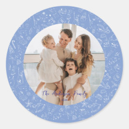 家族お洒落写真クリスマスホリデー ラウンドシール