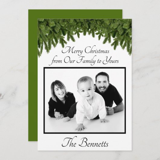 家族からあなたの写真カードへのメリークリスマス 招待状 (正面/裏面)