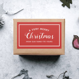 家族からのメリークリスマス赤ステッカー 長方形シール
