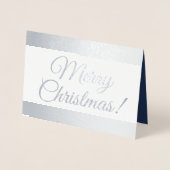 家族からの季節の輝くクリスマスの挨拶 箔カード (正面)