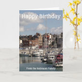 家族からの港のボートのハッピーバースデーカード カード (黄色い花)