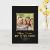 家族から写真へのクリスマスの楽しみ カード (黄色い花)