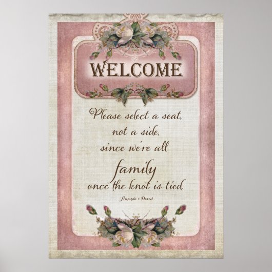 家族かわいらし結婚向けの式の座席 ポスター (正面)