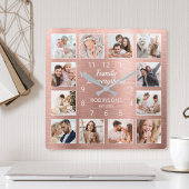 家族がすべての引用文家族写真 スクエア壁時計