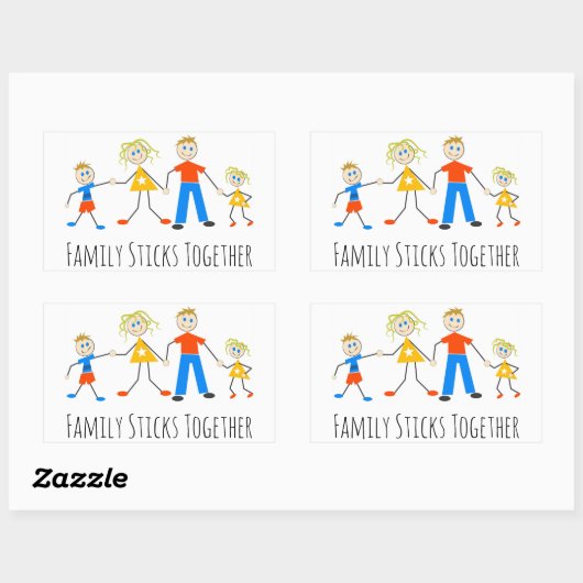 家族が一緒に 長方形シール (シート)