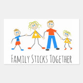 家族が一緒に 長方形シール (正面)
