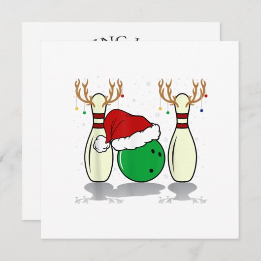 家族が一致するクリスマスボーリングサンタクリスマス 招待状 (正面/裏面)