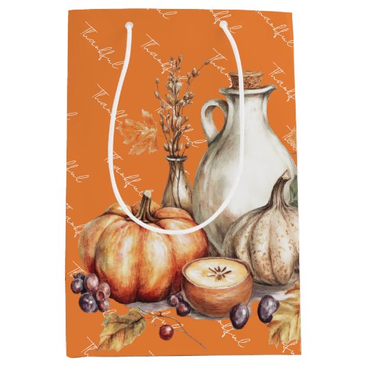 家族が感謝祭のディナーを集める ミディアムペーパーバッグ (正面)