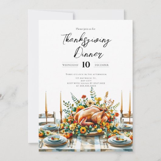 家族が感謝祭のディナーを集める 招待状 (正面)