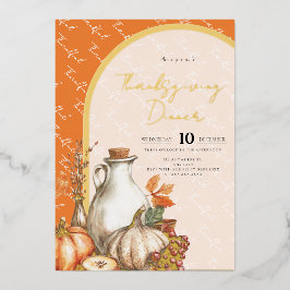 家族が感謝祭のディナーを集める 箔招待状
