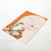 家族が感謝祭のディナーを集める 箔招待状 (回転した状態)