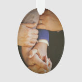 家族が手を持って写真クリスマス オーナメント (正面)
