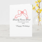 家族が第一 赤いリボン 家族名 休日 カード (黄色い花)