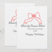 家族が第一 赤いリボン 家族名 休日 招待状 (正面/裏面)