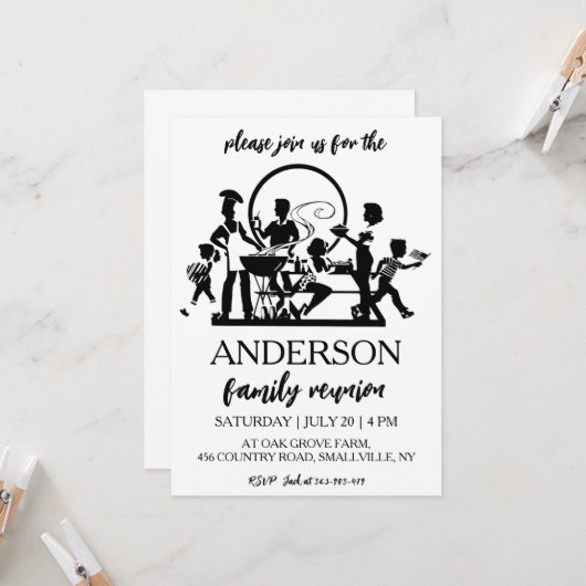 家族が集まる家族の懇親会招待状 招待状 (正面/裏面インサイチュ)