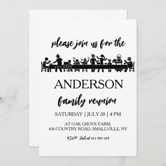 家族が集まる家族の懇親会招待状 招待状 (正面/裏面)