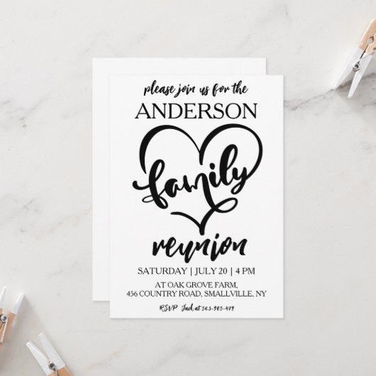 家族が集まる家族の懇親会招待状 招待状 (正面/裏面インサイチュ)