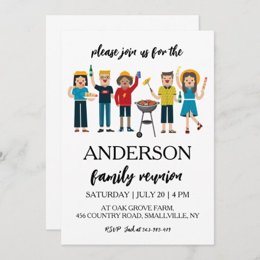 家族が集まる家族の懇親会招待状 招待状 (正面/裏面)