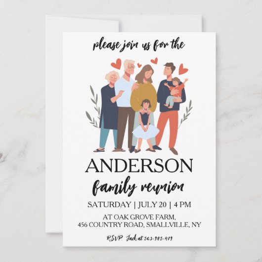 家族が集まる家族の懇親会招待状 招待状 (正面)