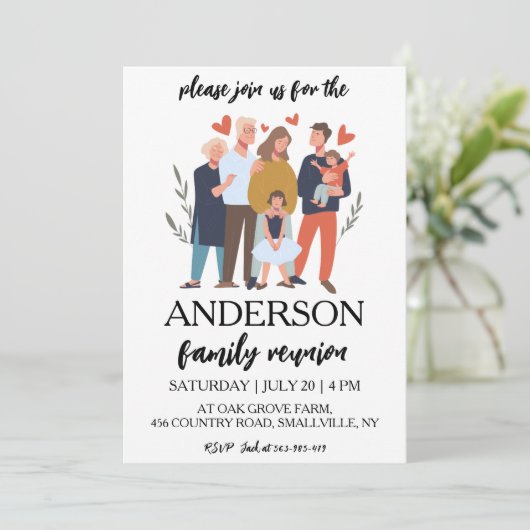 家族が集まる家族の懇親会招待状 招待状 (スタンド正面)