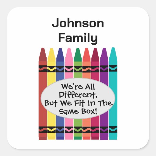 家族すべて違うのおもしろいだが箱に収まる スクエアシール (正面)