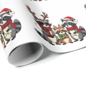 家族でお揃いのクリスマスアライグマサンタ帽子 ラッピングペーパー (ロールコーナー)