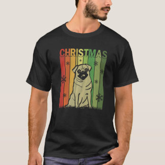 家族でお揃いクリスマスパジャマ レトロパグ 犬柄 クリスマス Tシャツ