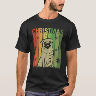 家族でお揃いクリスマスパジャマ レトロパグ 犬 Christmas Tシャツ