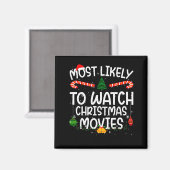 家族でお揃いクリスマス おそらくクリスマスの映画を見る人 マグネット (正面/裏面)