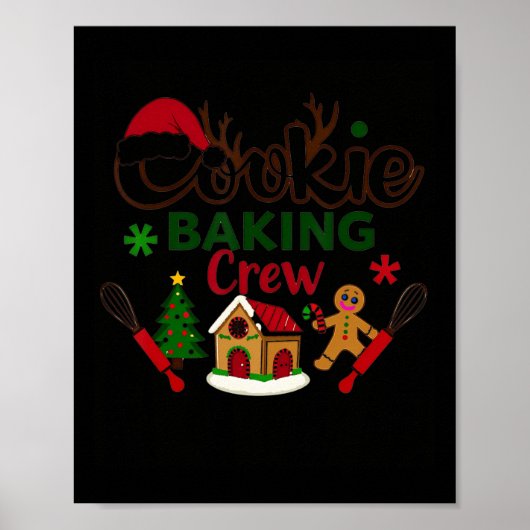 家族でお菓子作りチーム 面白いクリスマスクッキー作り C ポスター (正面)