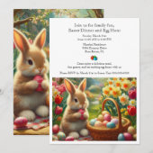家族でのイースター・ディナーと卵の宝探しへのご招待 招待状 (正面/裏面)