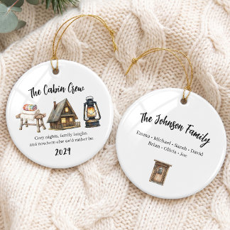家族でのキャビン休暇グループ セラミックオーナメント