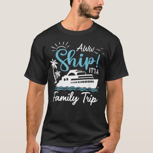家族でのクルーズ旅行 夏のビーチ Tシャツ (正面)